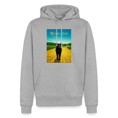 Wizard of Cats – Der gelbe Weg gehört Krümel | Männer Premium Hoodie - Grau meliert