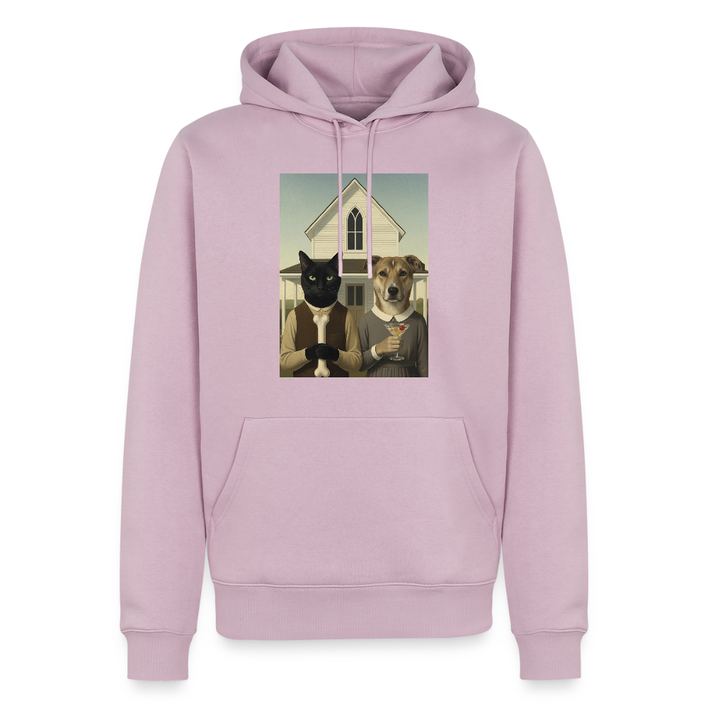 American Gothic… aber mit Katze und Hund | Männer Premium Hoodie - Altrosa