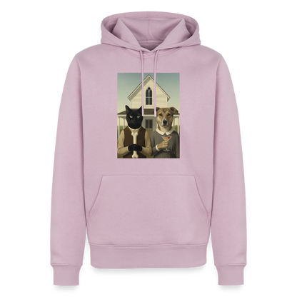 American Gothic… aber mit Katze und Hund | Männer Premium Hoodie - Altrosa