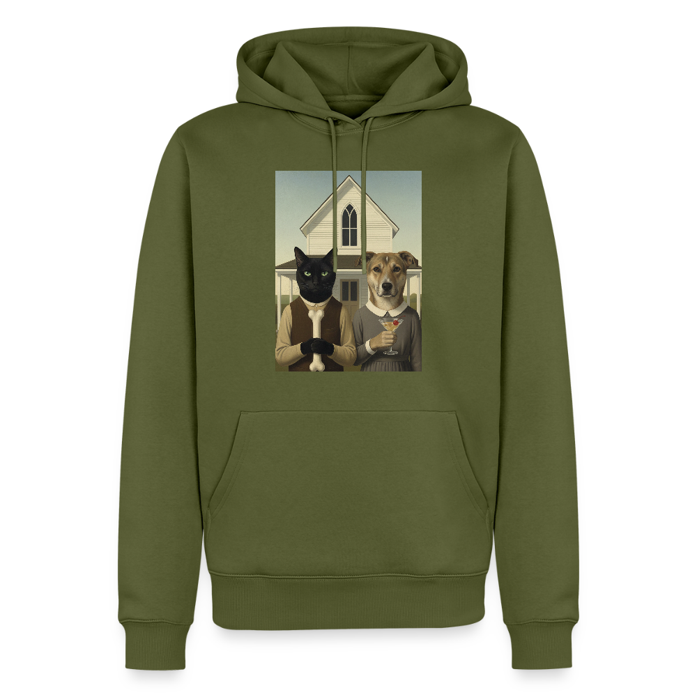 American Gothic… aber mit Katze und Hund | Männer Premium Hoodie - Khaki