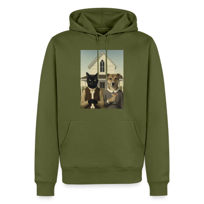 American Gothic… aber mit Katze und Hund | Männer Premium Hoodie - Khaki