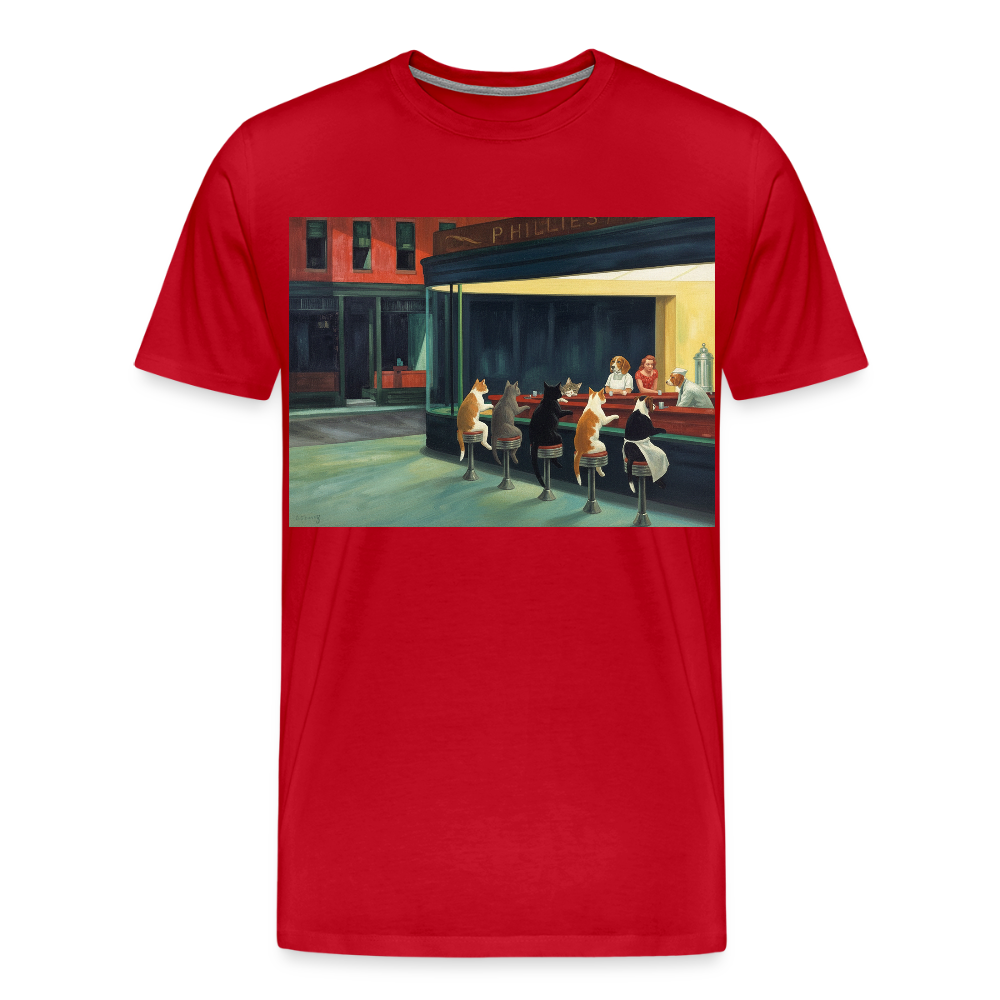 Wenn Hopper Katzen gemalt hätte | Männer Premium T-Shirt - Rot