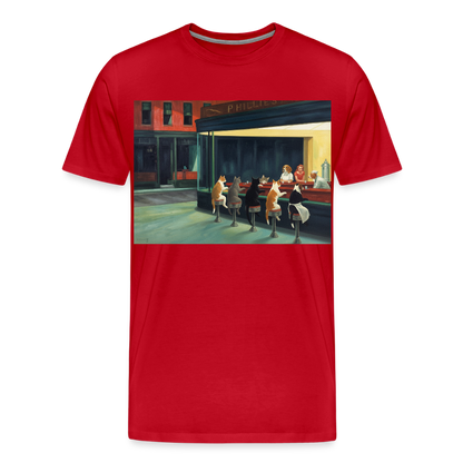 Wenn Hopper Katzen gemalt hätte | Männer Premium T-Shirt - Rot