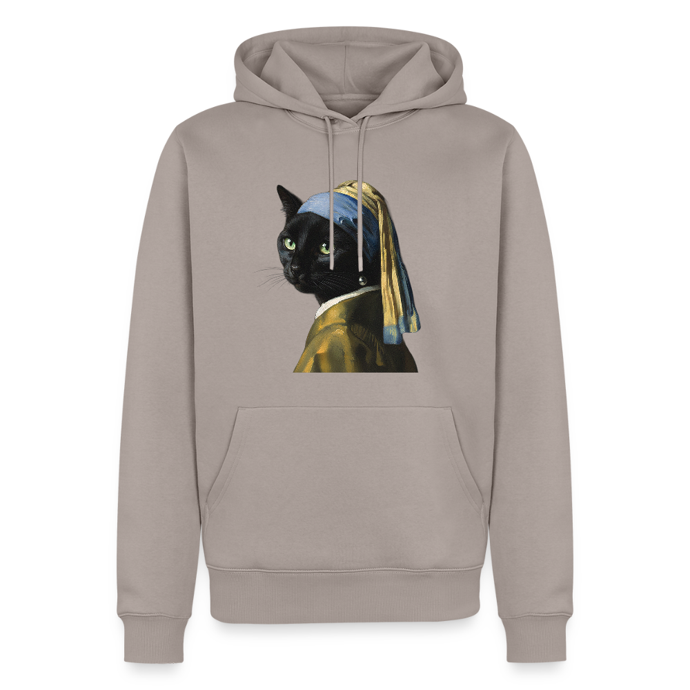 Das Mädchen mit dem Perlenohrring… aber es ist eine Katze | Männer Premium Hoodie - Taupe