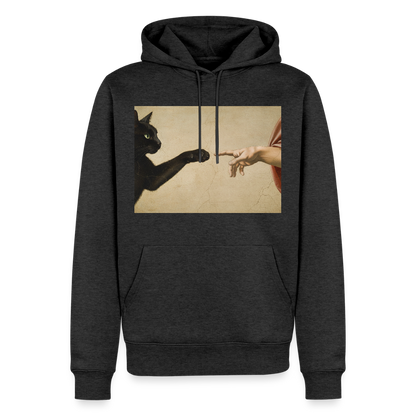 Die Erschaffung Adams… aber die Katze war schneller | Männer Premium Hoodie - Anthrazit meliert