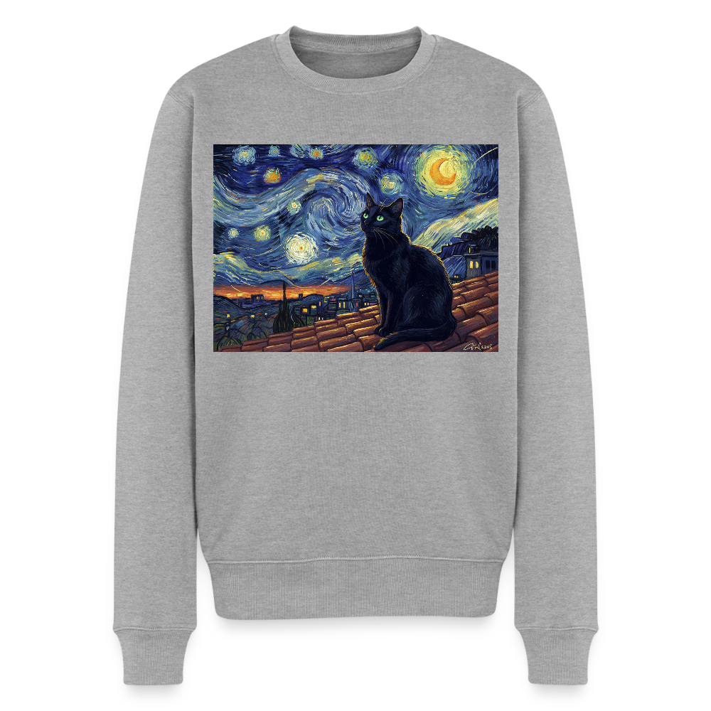 Sternennacht… aber die Katze denkt nach |  Männer Premium Pullover - Grau meliert