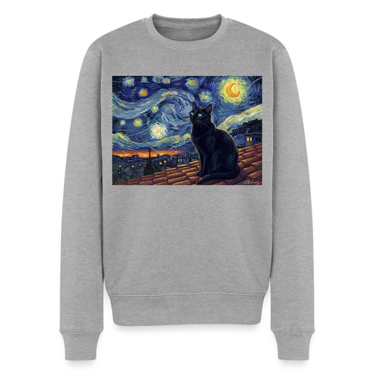 Sternennacht… aber die Katze denkt nach |  Männer Premium Pullover - Grau meliert