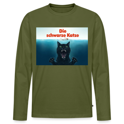 Die schwarze Katze – Krümel taucht auf | Männer Premium Bio Langarmshirt - Khaki