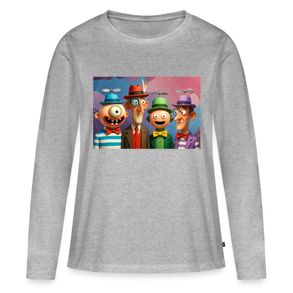 Gedankenkreise auf Hochtouren | Frauen Premium Bio Langarmshirt - Grau meliert