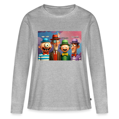 Gedankenkreise auf Hochtouren | Frauen Premium Bio Langarmshirt - Grau meliert