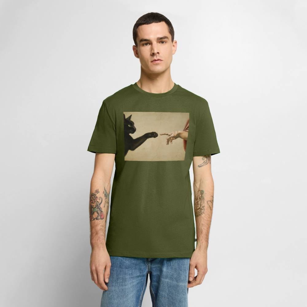 Die Erschaffung Adams… aber die Katze war schneller | Männer Premium T-Shirt - Khaki