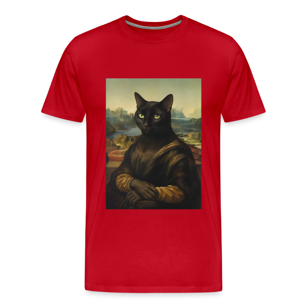 Mona Lisa… aber es ist eine Katze | Männer Premium T-Shirt - Rot