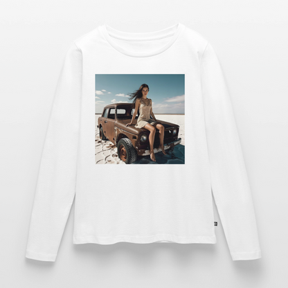 Warten auf irgendwas | Frauen Premium Bio Langarmshirt - Weiß