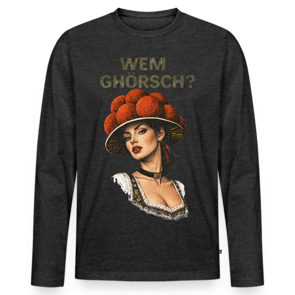 Wem ghörsch? – Schwarzwald Edition | Männer Premium Bio Langarmshirt - Anthrazit meliert