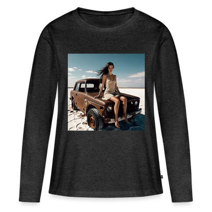 Warten auf irgendwas | Frauen Premium Bio Langarmshirt - Anthrazit meliert