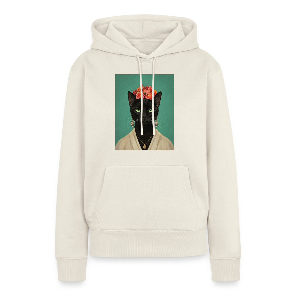 Frida Katze – Künstlerisches Katzenporträt |  Frauen Premium Hoodie - Naturweiß