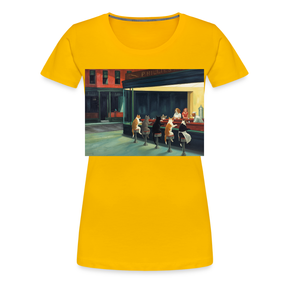 Wenn Hopper Katzen gemalt hätte | Frauen Premium T-Shirt - Sonnengelb
