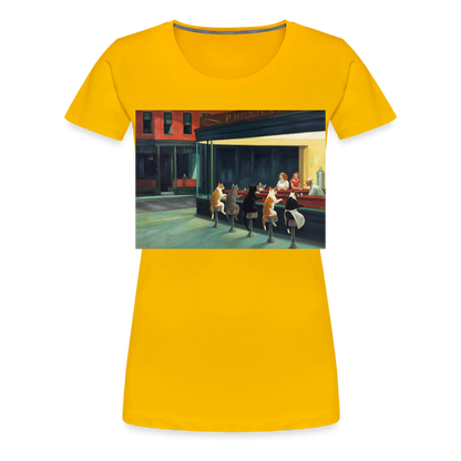 Wenn Hopper Katzen gemalt hätte | Frauen Premium T-Shirt - Sonnengelb