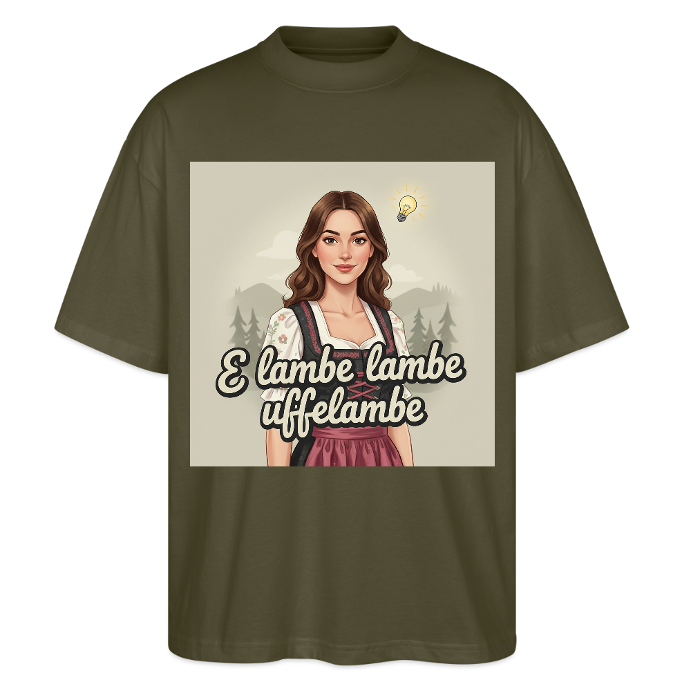 E Lambe, lambe, uffelambe – Alemannischer Geistesblitz | Stanley/Stella Oversized Unisex Bio T-Shirt Blaster - Khaki