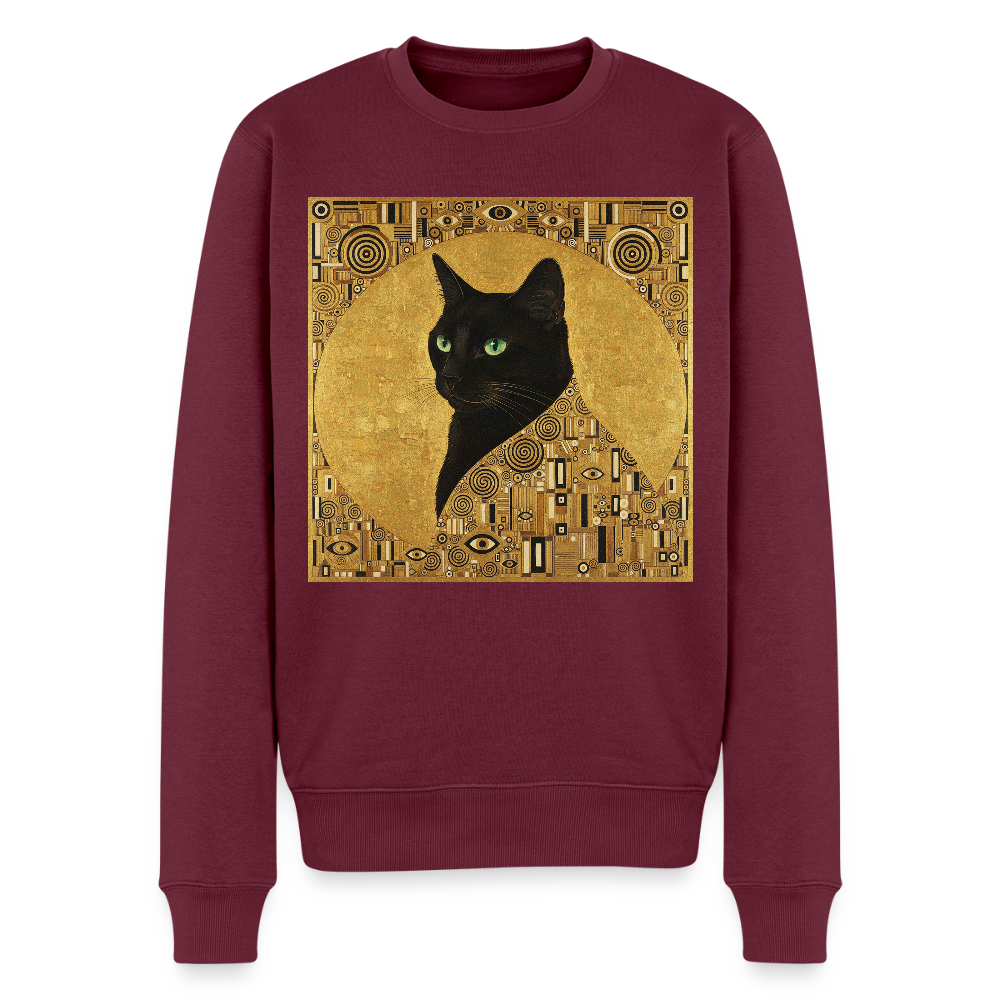 Adele… aber sie schnurrt – Goldene Katze à la Klimt |  Männer Premium Pullover - Burgunderrot