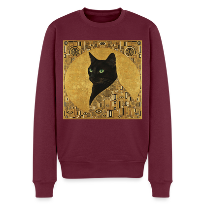 Adele… aber sie schnurrt – Goldene Katze à la Klimt |  Männer Premium Pullover - Burgunderrot