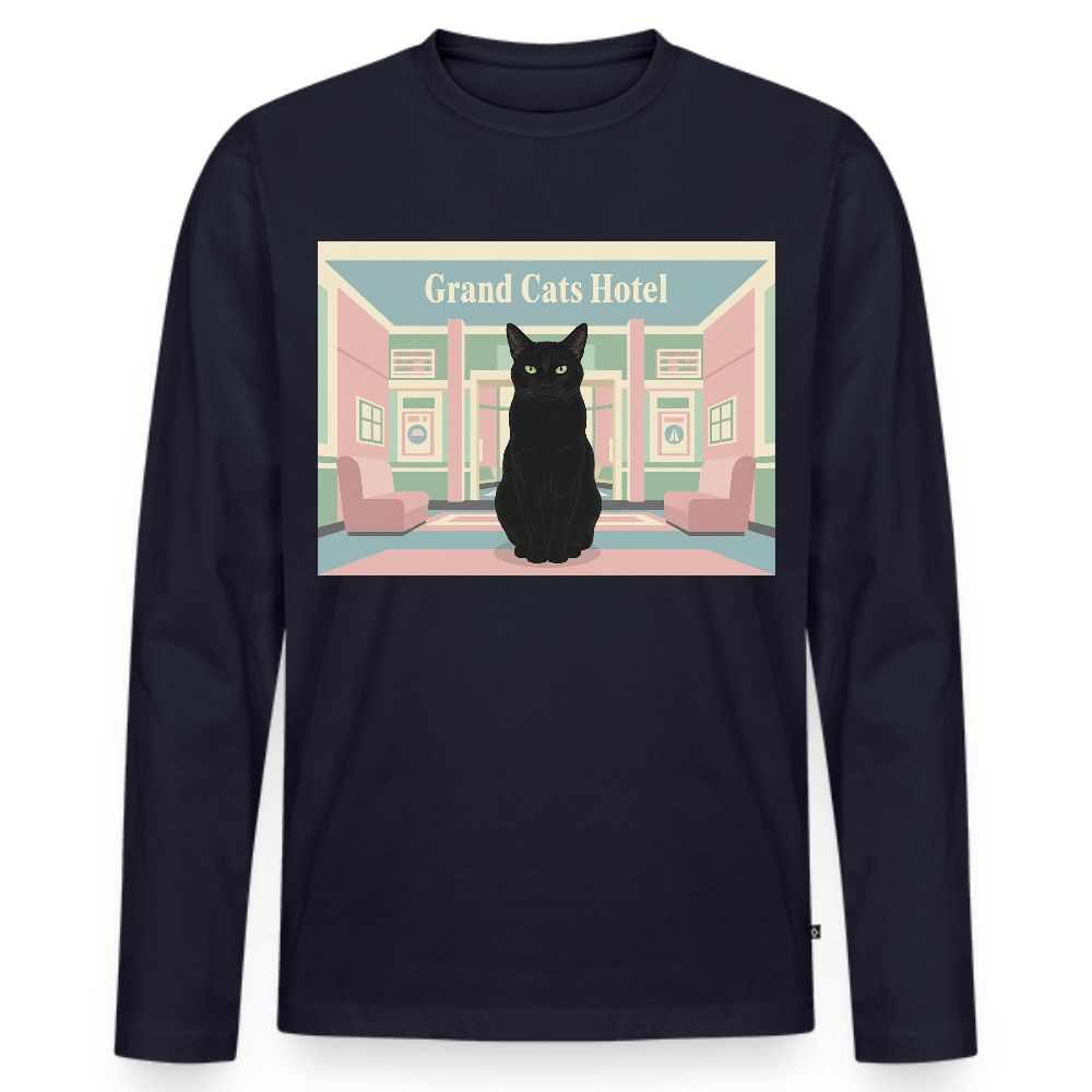Grand Hotel Krümel | Männer Premium Bio Langarmshirt - Navy