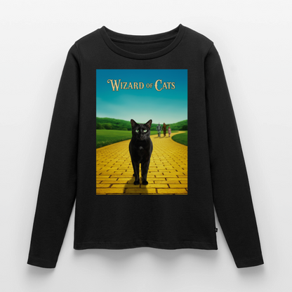 Wizard of Cats – Der gelbe Weg gehört Krümel | Frauen Premium Bio Langarmshirt - Schwarz