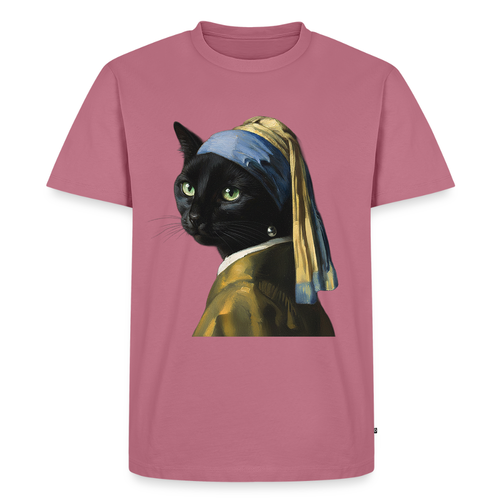 Das Mädchen mit dem Perlenohrring… aber es ist eine Katze | Männer Premium T-Shirt - Mauve