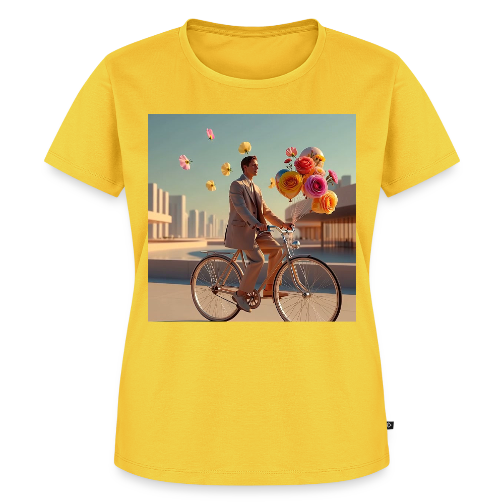 Fahrt ins Ungewisse (mit Blumen) | Frauen Premium T-Shirt - Gelb