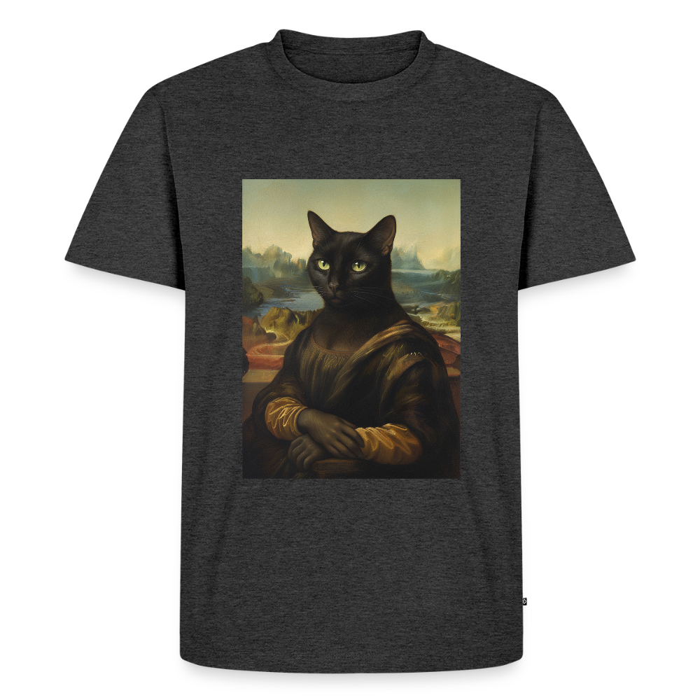 Mona Lisa… aber es ist eine Katze | Männer Premium T-Shirt - Anthrazit meliert