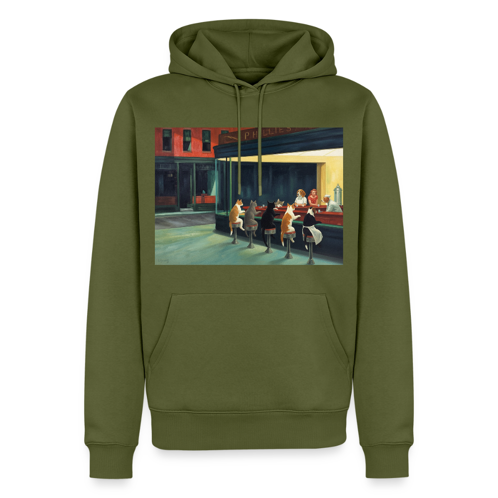 Wenn Hopper Katzen gemalt hätte | Männer Premium Hoodie - Khaki