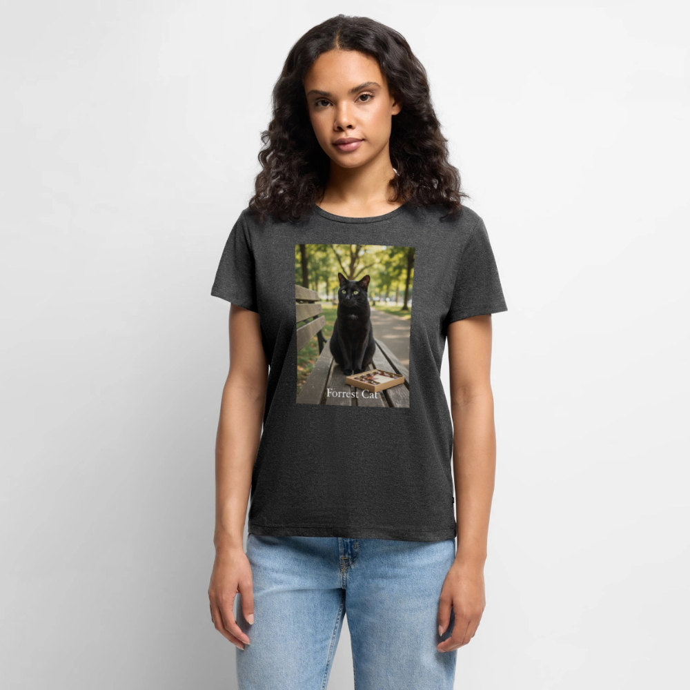 Forrest Cat – Krümel wartet | Frauen Premium T-Shirt - Anthrazit meliert