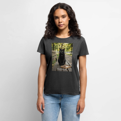 Forrest Cat – Krümel wartet | Frauen Premium T-Shirt - Anthrazit meliert