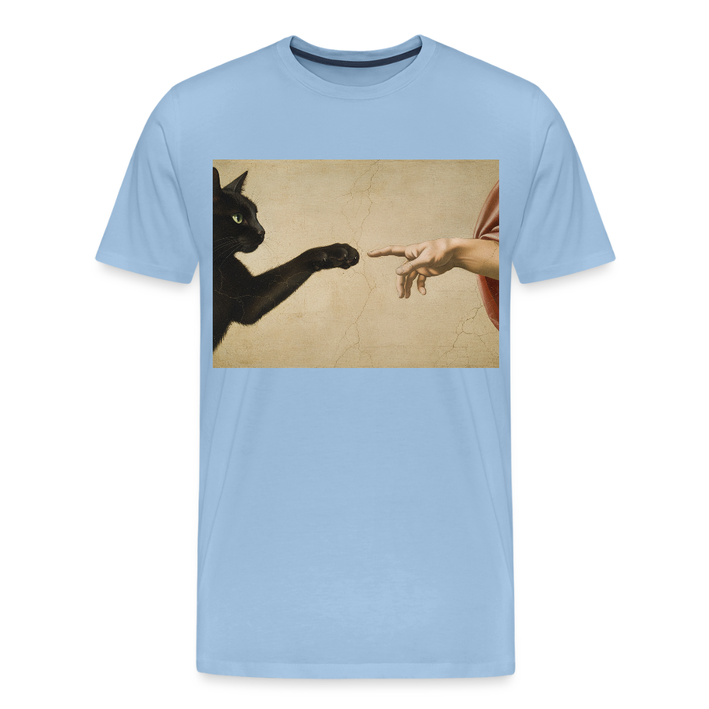 Die Erschaffung Adams… aber die Katze war schneller | Männer Premium T-Shirt - Sky