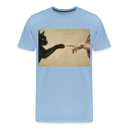 Die Erschaffung Adams… aber die Katze war schneller | Männer Premium T-Shirt - Sky