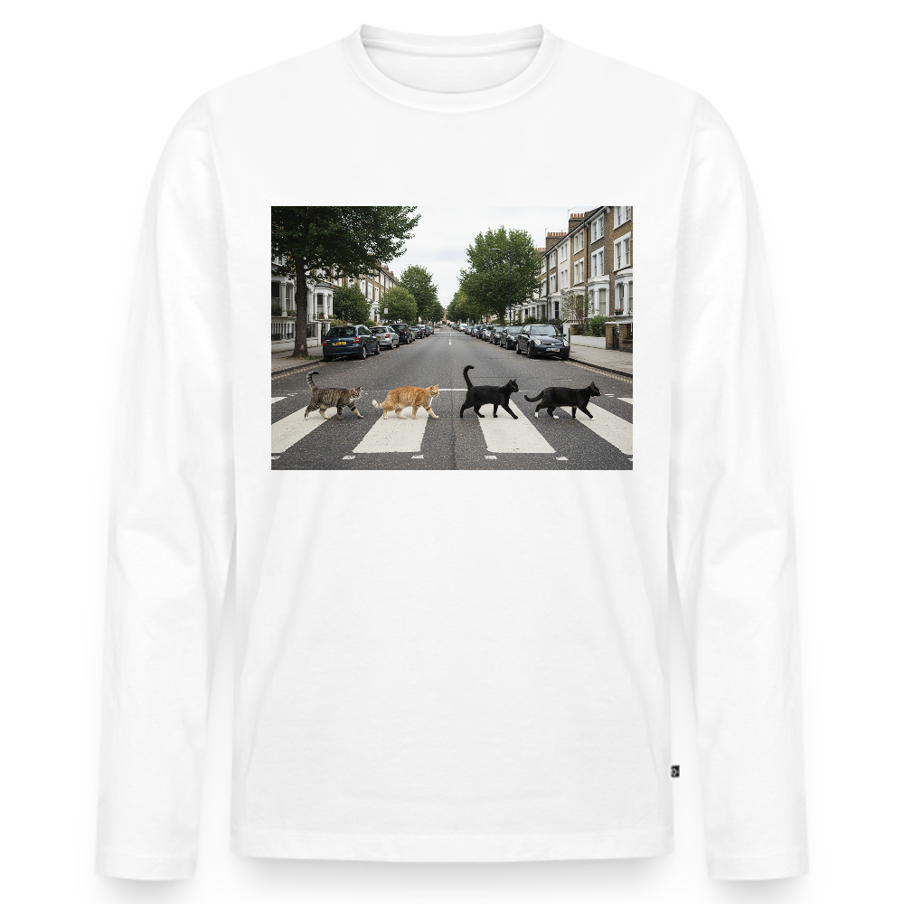 The Purrfect Crossing – Wir waren vor der Band da | Männer Premium Bio Langarmshirt - Weiß