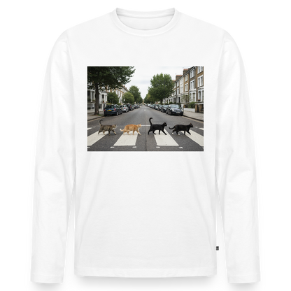 The Purrfect Crossing – Wir waren vor der Band da | Männer Premium Bio Langarmshirt - Weiß