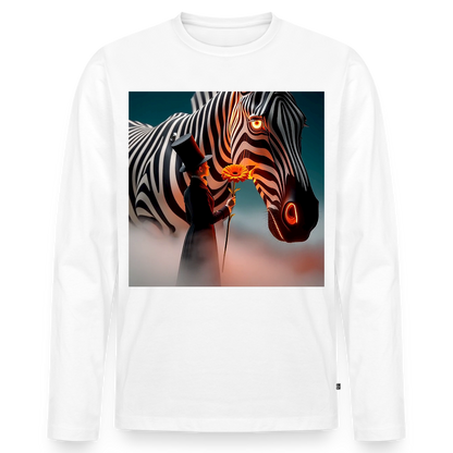 Blumen für ein Zebra | Männer Premium Bio Langarmshirt - Weiß