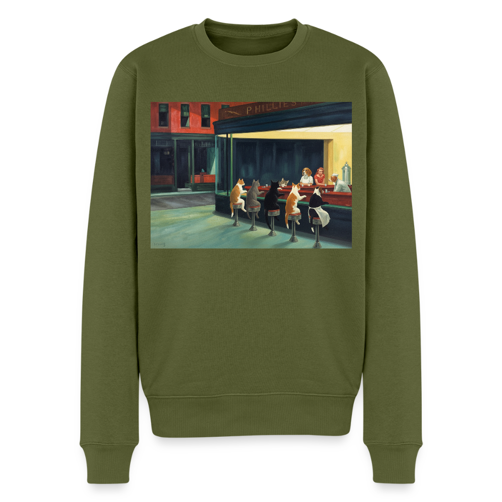 Wenn Hopper Katzen gemalt hätte |  Männer Premium Pullover - Khaki