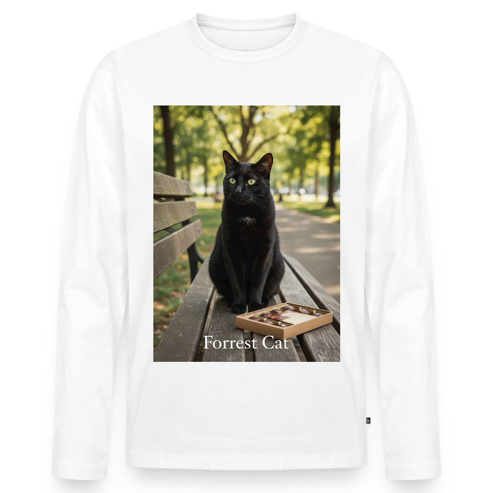 Forrest Cat – Krümel wartet | Männer Premium Bio Langarmshirt - Weiß