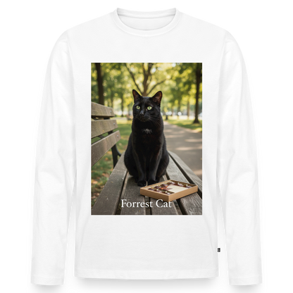 Forrest Cat – Krümel wartet | Männer Premium Bio Langarmshirt - Weiß
