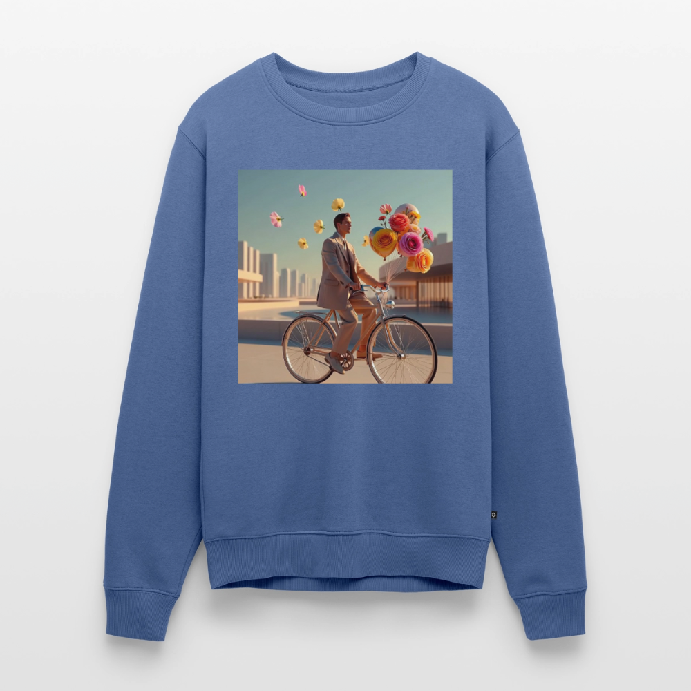 Fahrt ins Ungewisse (mit Blumen) |  Männer Premium Pullover - Taubenblau