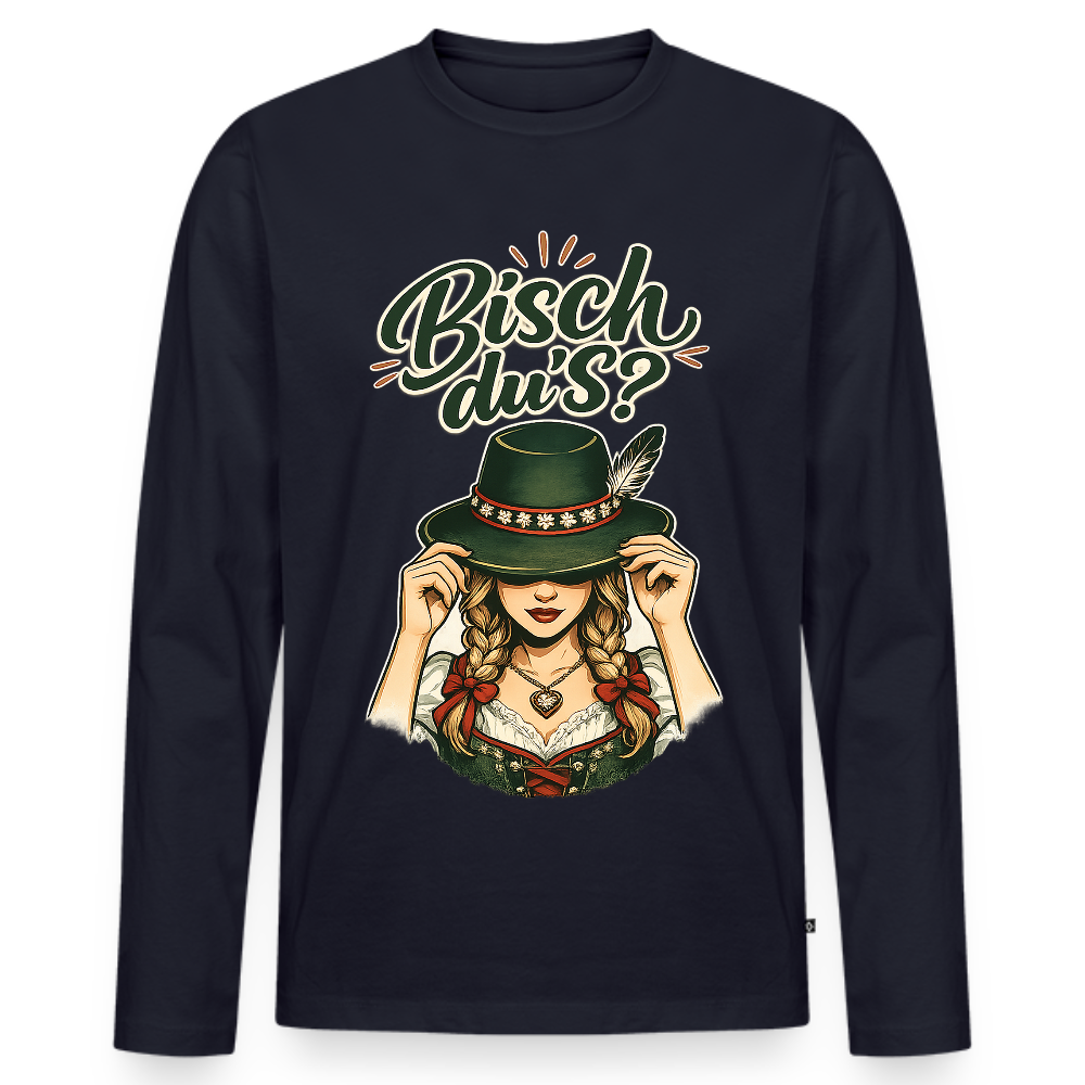 Bisch du’s? – Der Blick sagt alles | Männer Premium Bio Langarmshirt - Navy