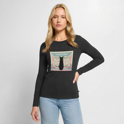 Grand Hotel Krümel | Frauen Premium Bio Langarmshirt - Anthrazit meliert