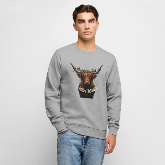 Wilder Wälder – Schwarzwald Highland Rind |  Männer Premium Pullover - Grau meliert