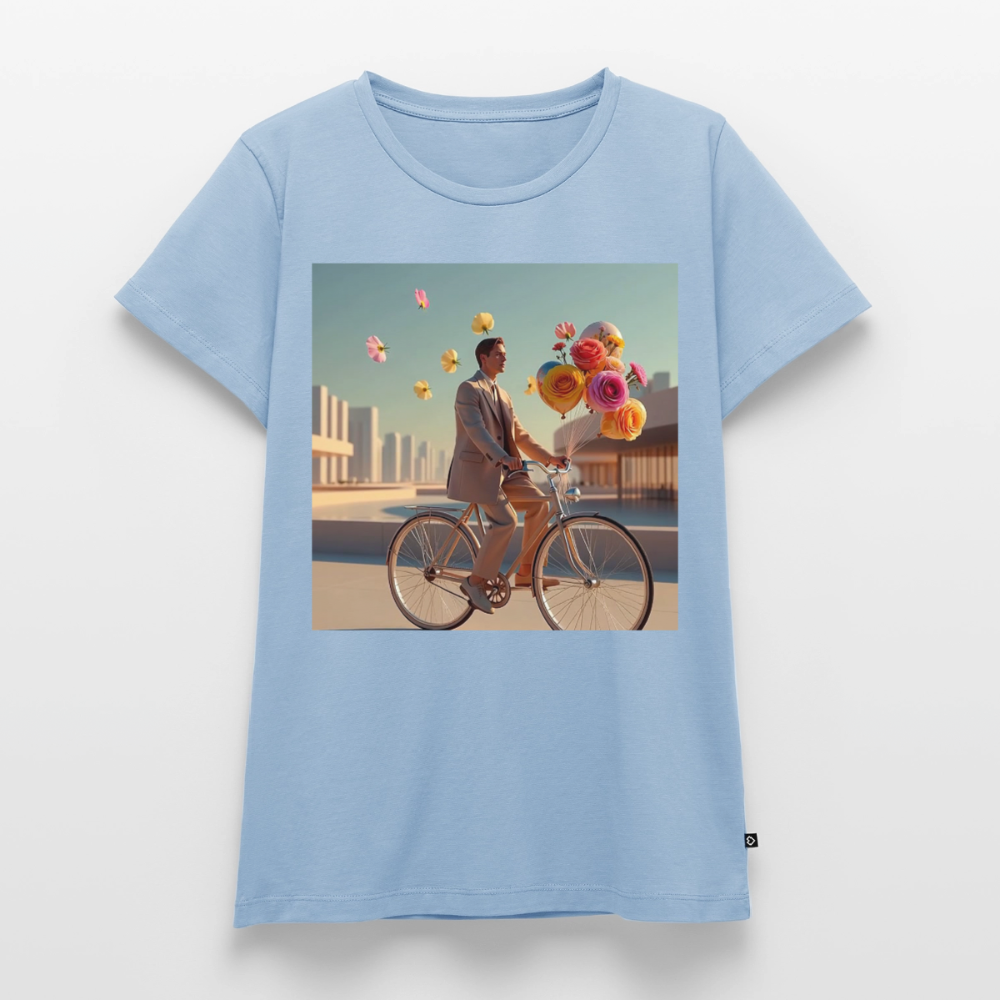 Fahrt ins Ungewisse (mit Blumen) | Frauen Premium T-Shirt - Hellblau