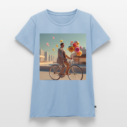 Fahrt ins Ungewisse (mit Blumen) | Frauen Premium T-Shirt - Hellblau