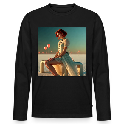 Leise Gedanken bei lauter Farben | Männer Premium Bio Langarmshirt - Schwarz