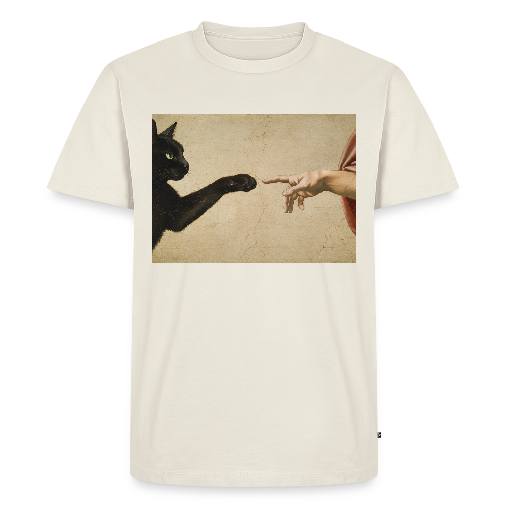 Die Erschaffung Adams… aber die Katze war schneller | Männer Premium T-Shirt - Naturweiß