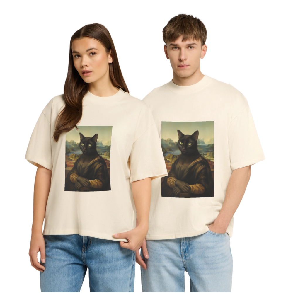 Mona Lisa… aber es ist eine Katze | Stanley/Stella Oversized Unisex Bio T-Shirt Blaster - Natur